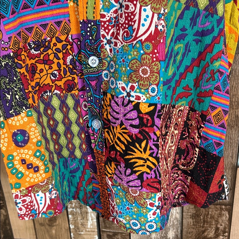 Patchwork Button-Down Shirt in Multicolor vintage - image 7